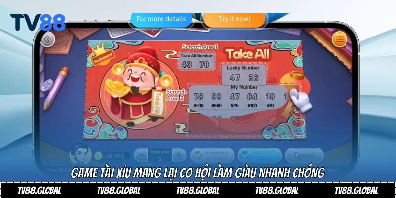 Game tài xỉu mang lại cơ hội làm giàu nhanh chóng